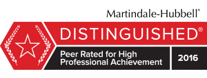 Distinguished Peer Rated for High Professional Achievement 2016